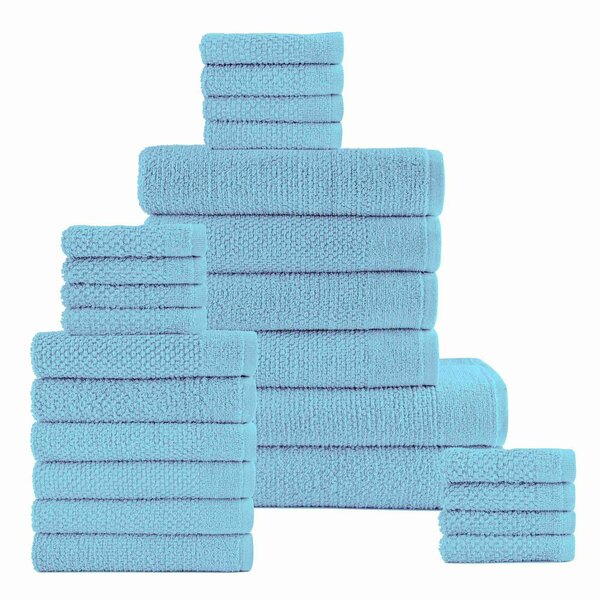 Dan River 24 Piece Popcorn Cotton Bath Towel Set - Aqua 4925AQ24PC
